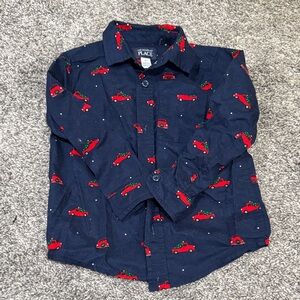 The Children's Place Christmas Shirt - Navy with Red Trucks